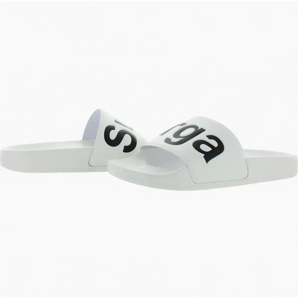 Superga 1908 Signature Pool Slide Sandals‎ White-Black Size 10(Medium)